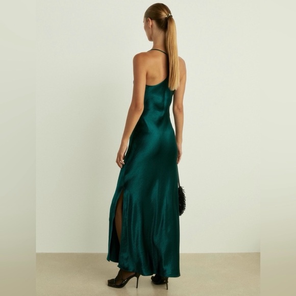 Reiss Deep Emerald Satin Slip Dress - Picture 2 of 6